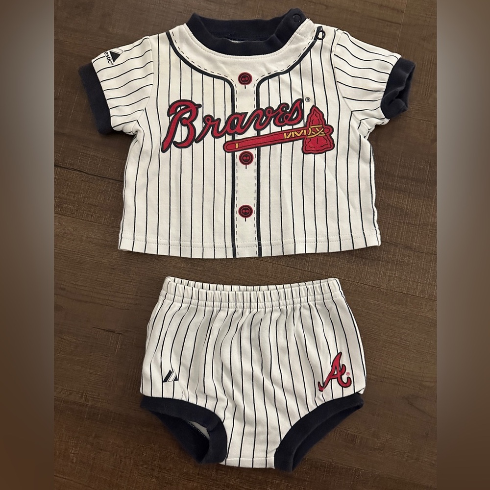 Baby 3-6m MLB Baseball Outfit ~ Atlanta Braves ❤️💙